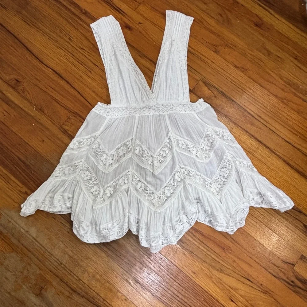 Free People Intimately Tunic Boho Lace Gauze Beach Cottagecore White Womens SP - Picture 2 of 11